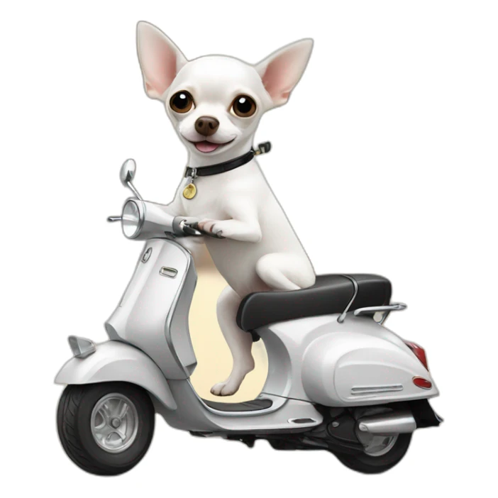 white chihuahua on vespa sticker