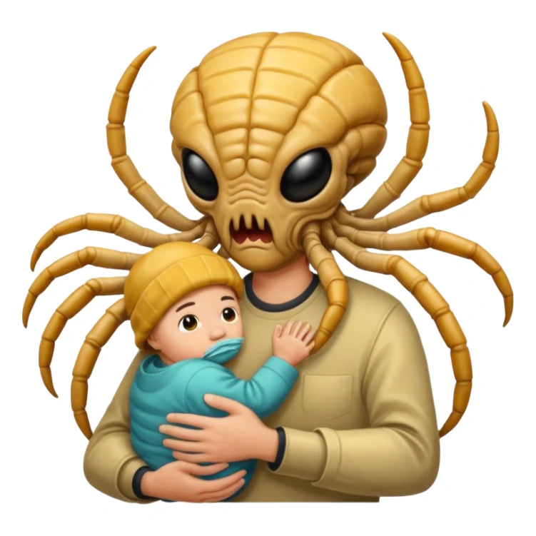 man with Baby Facehugger on his face sticker