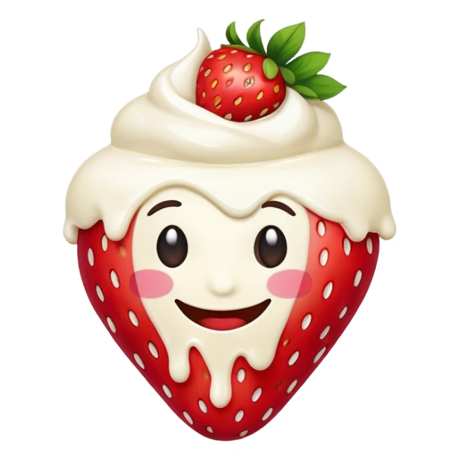 strawberry smirking covered in cream sticker