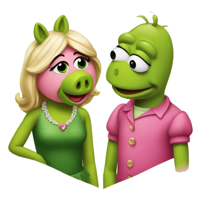 Kermit and Ms Piggy in a heart sticker