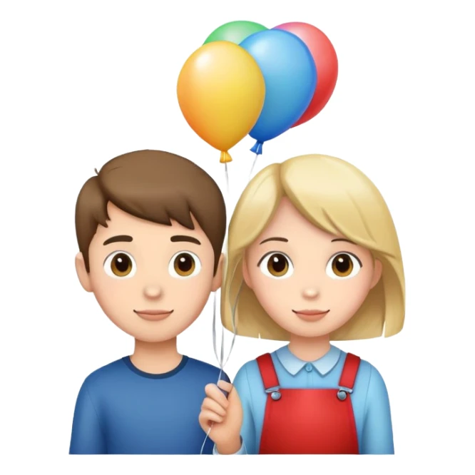 Boy and girl with balloons  sticker