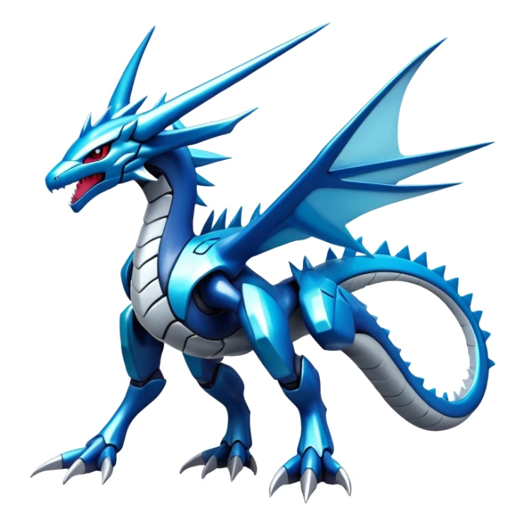  Cool Edgy Shiny Futuristic Ethereal Legendary Dialga-Digimon-Salamence-Kyurem-hybrid full body sticker