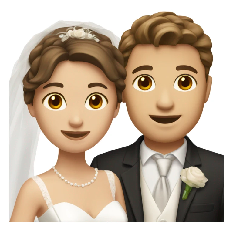 Bride and groom with brown hair and brown eyes sticker