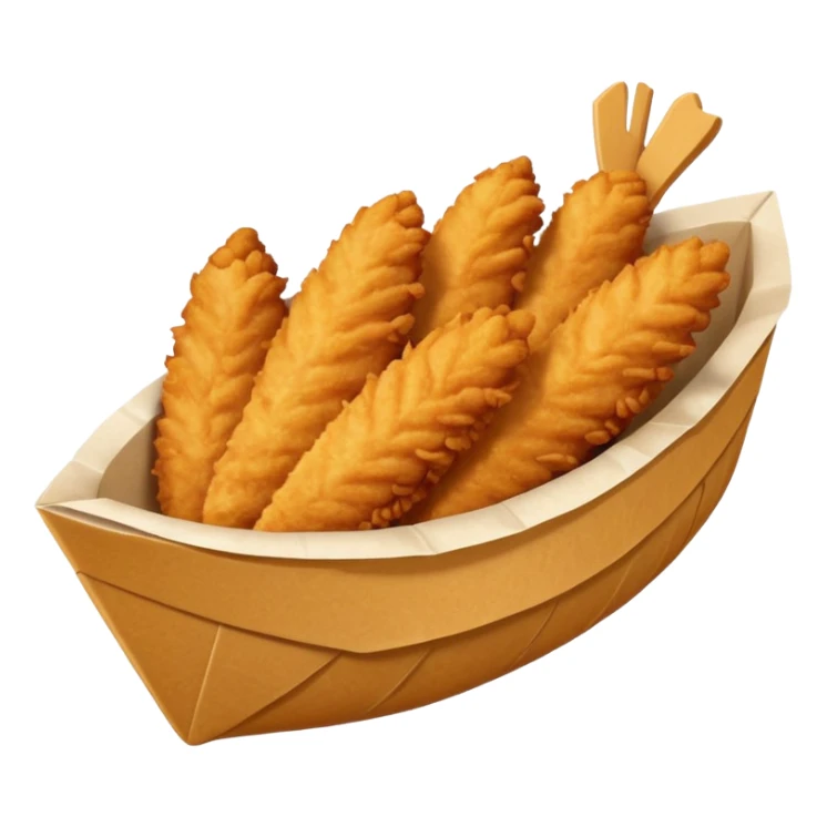 5 breaded chicken tenders in a paper food boat  sticker