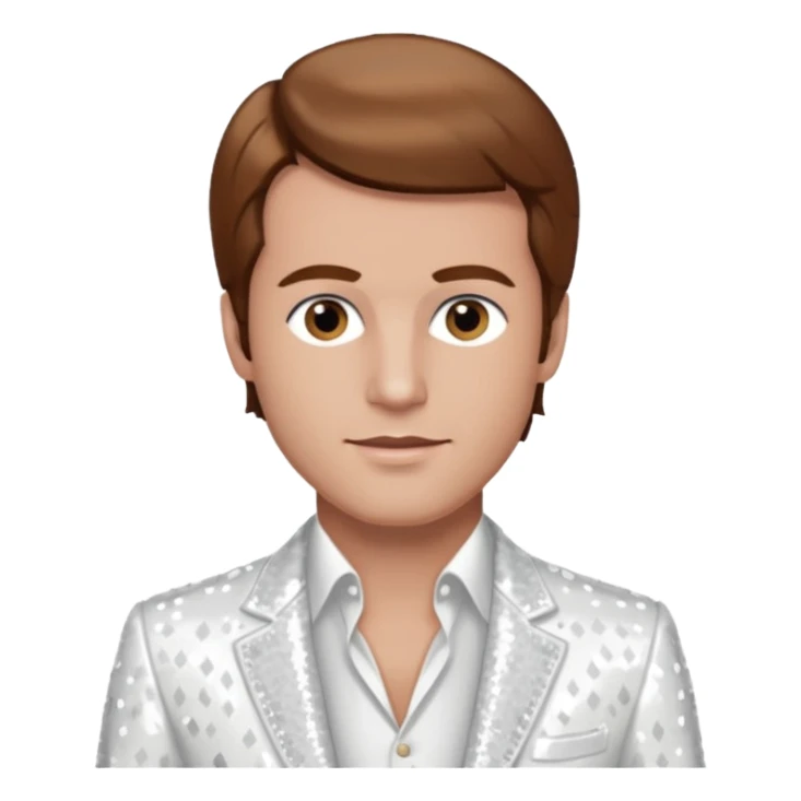 Peter Allen with Brown Hair, White Sequin Outfit sticker