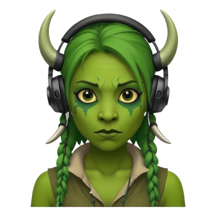 ork  woman with headphones sticker