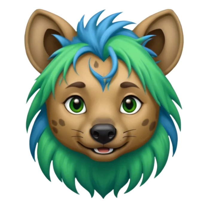 hyena withlongblue and green hair sticker