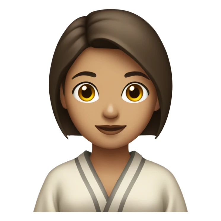 brunette with short hair in a robe with a cup in her hands sticker