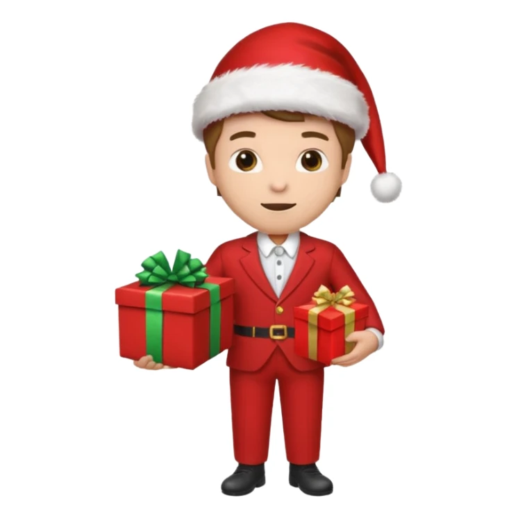 a man in red suits with christmas hat sticker
