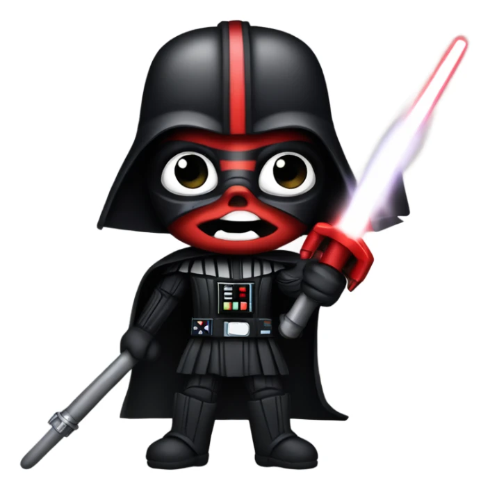Darth Vader with a saber staff like Darth maul has sticker