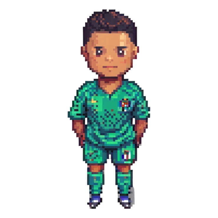 Ronaldo in the style of pixel art, front view sticker