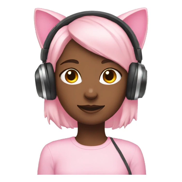 Girl with pastel pink gaming headset that has cat ears  sticker