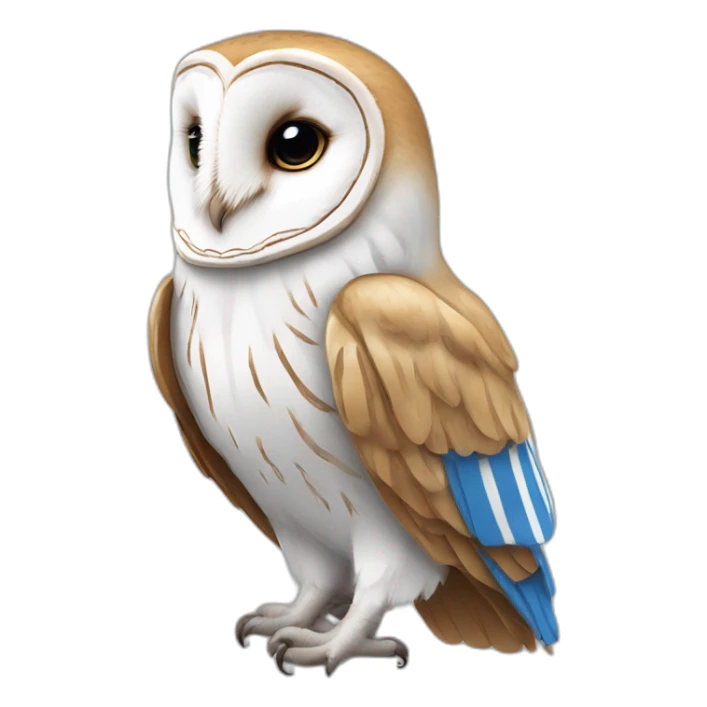 Barn Owl wearing blue and white striped shirt sticker