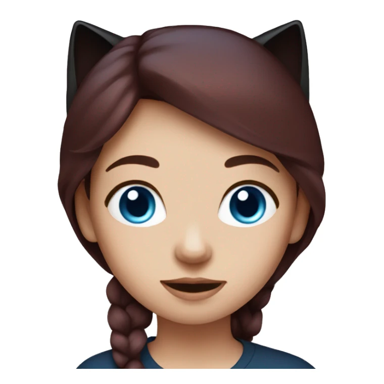Dark red haired girl with blue eyes and her black cat sticker