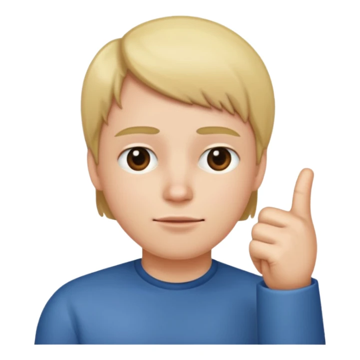 straight face with hand with thumb sticking left right under chin sticker