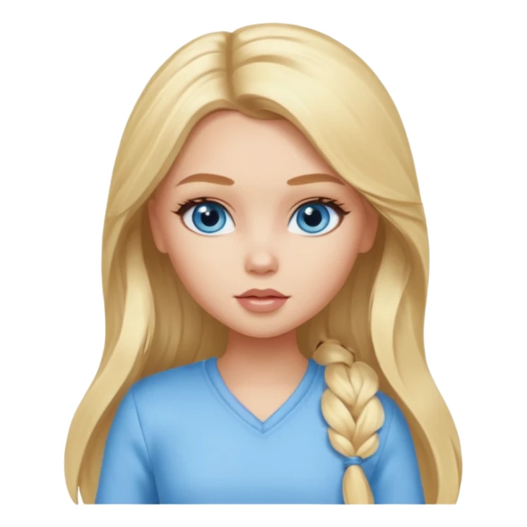 Bratz Cloe Blonde long hair blue eyes, Light blue outfit sticker