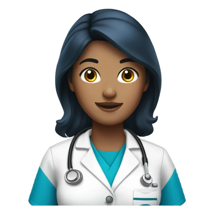 Black hair blue scrubs nurse sticker