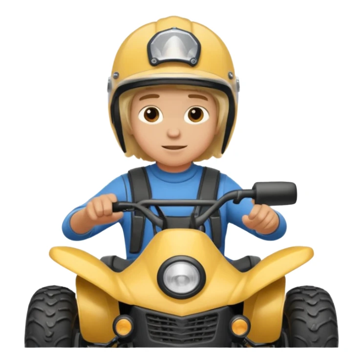 Please make a young blonde boy riding a four wheeler sticker