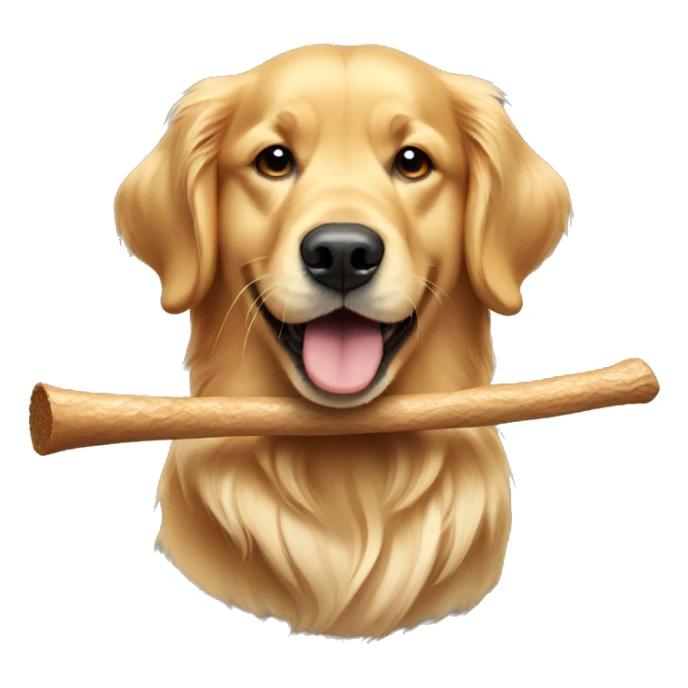 Golden Retriever holding a stick in his mouth sticker