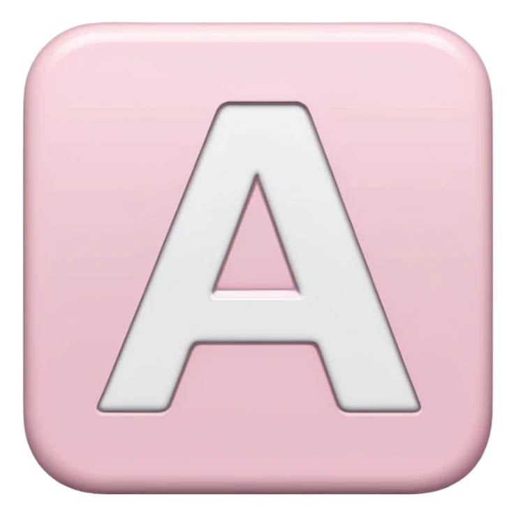 White letter A in a light pink sqaure sticker