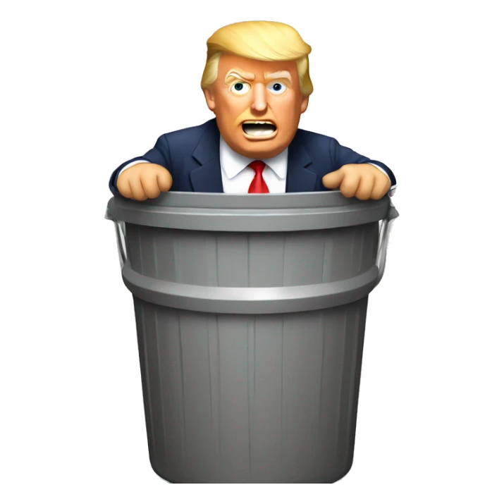 Donald Trump sitting in a trash can  sticker