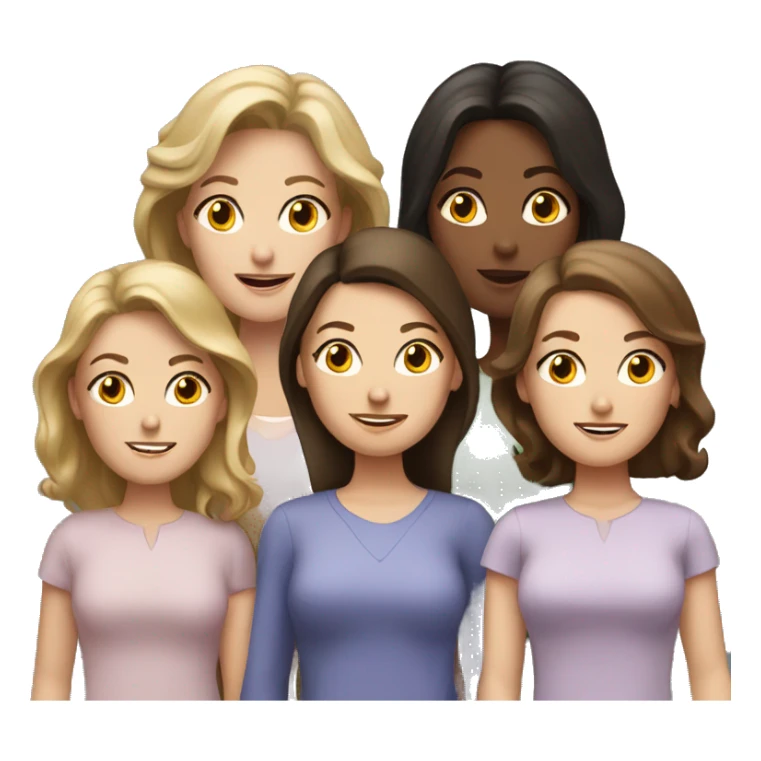 brunette white mom with five brunette white daughters sticker