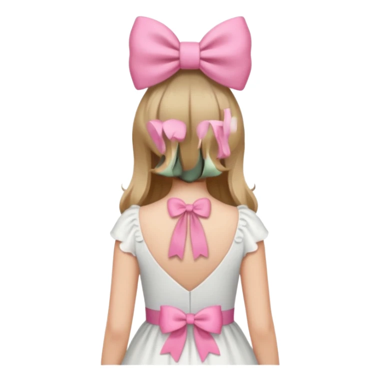A pink bow in dark blond hair from the back sticker