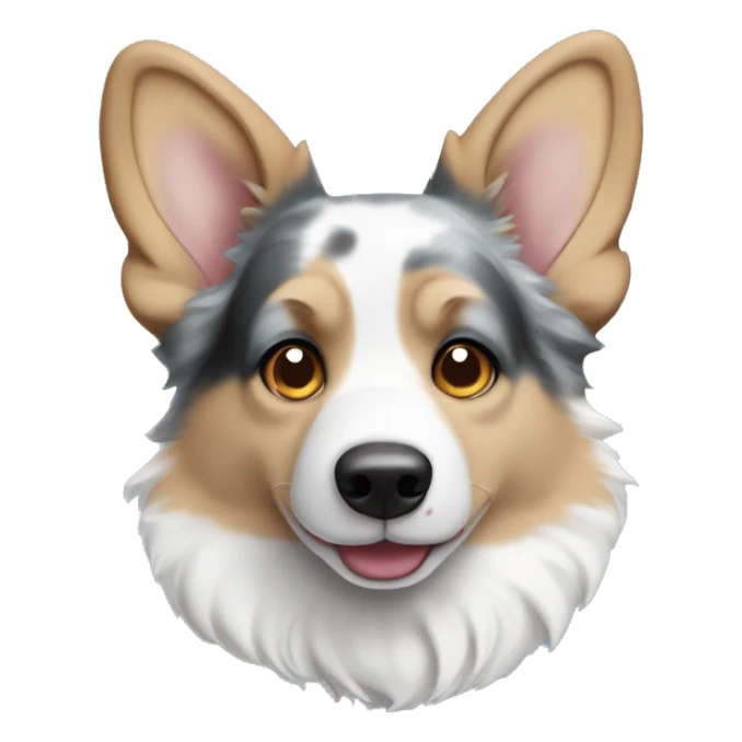 Blue Merle corgi with tan points and a half white face and blue eyes sticker