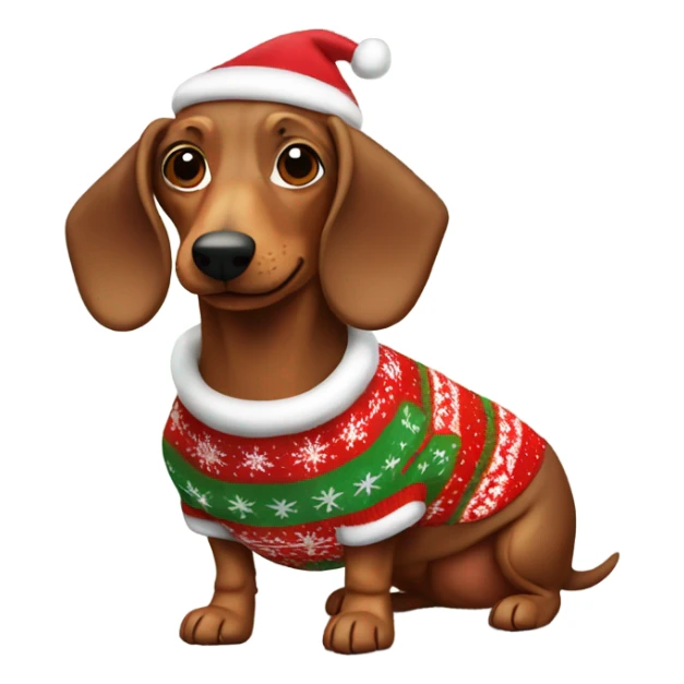 wiener dog wearing a christmas sweater sticker