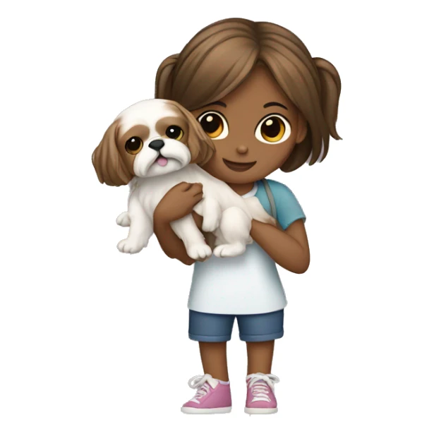 girl carrying Shih Tzu sticker
