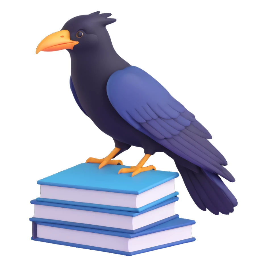 raven perched on a book sticker