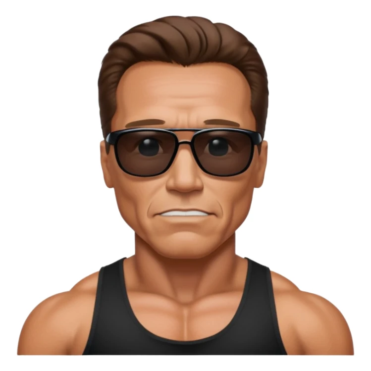 terminator shwartzneger only top in black galssess sticker