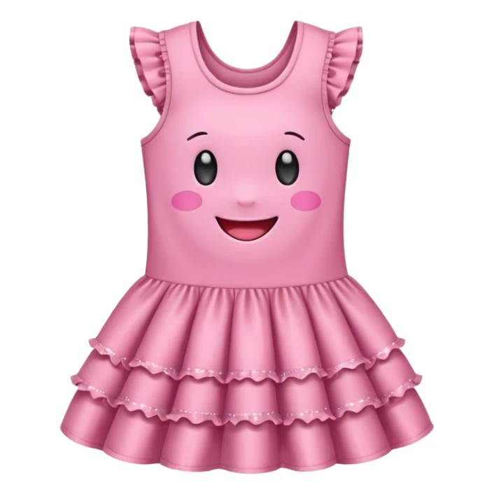 cute kawaii dress with happy smiling face and sparkles emoji style sticker
