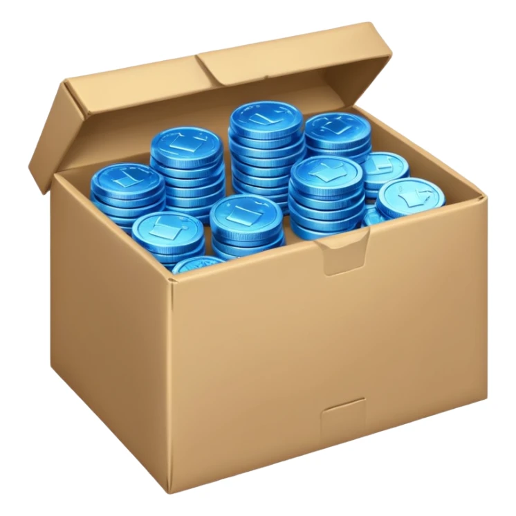 blue coins credit in a package sticker