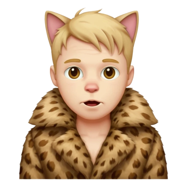create an emoji of a guy drooling violently with a cat fur coat sticker