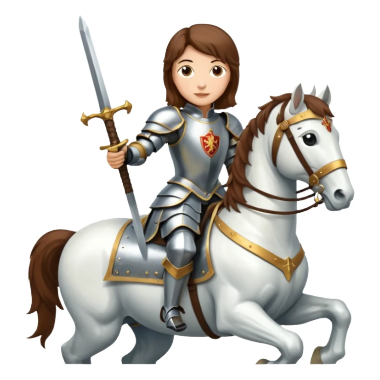 Renaissance princess knight with brown hair on horse sticker