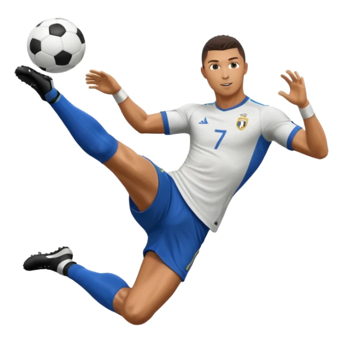 Ronaldo doing a bicycle kick with football sticker