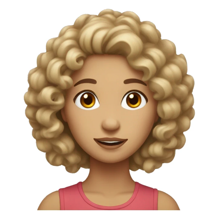 make a lady with curly hair. her hair should be light brown, almost blond. She should have big brown eyes sticker