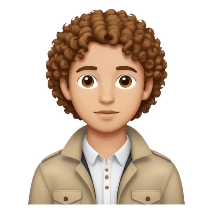 A light skinned curly brown haired gen z guy wearing modern clothes sticker