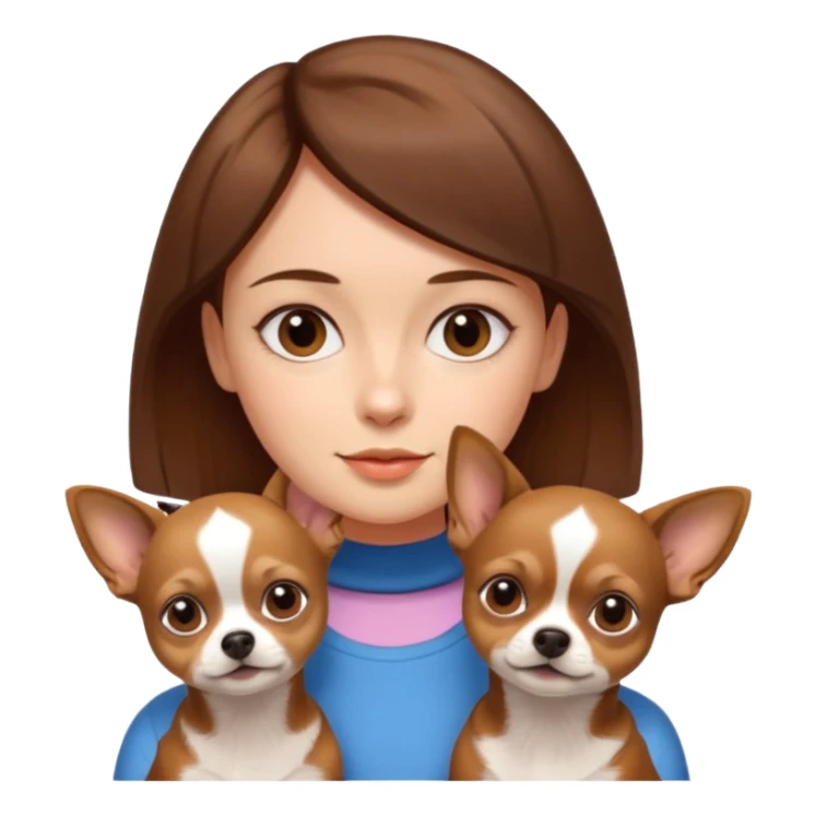 girl with mid-short brown hair and 2 chihuahuas sticker