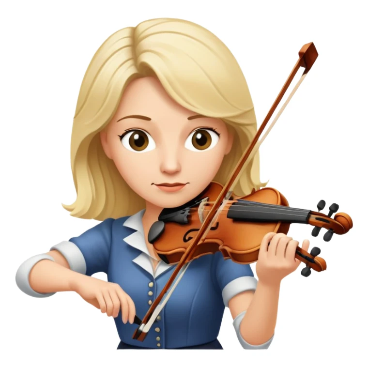 Middle-aged blonde woman playing violin, focused expression sticker