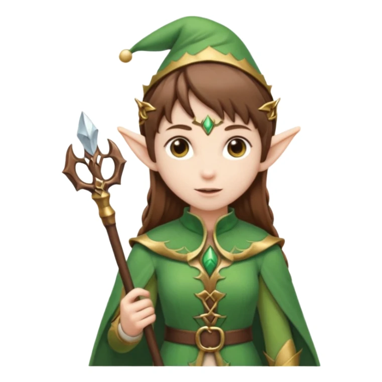 elf with staff brown hair sticker