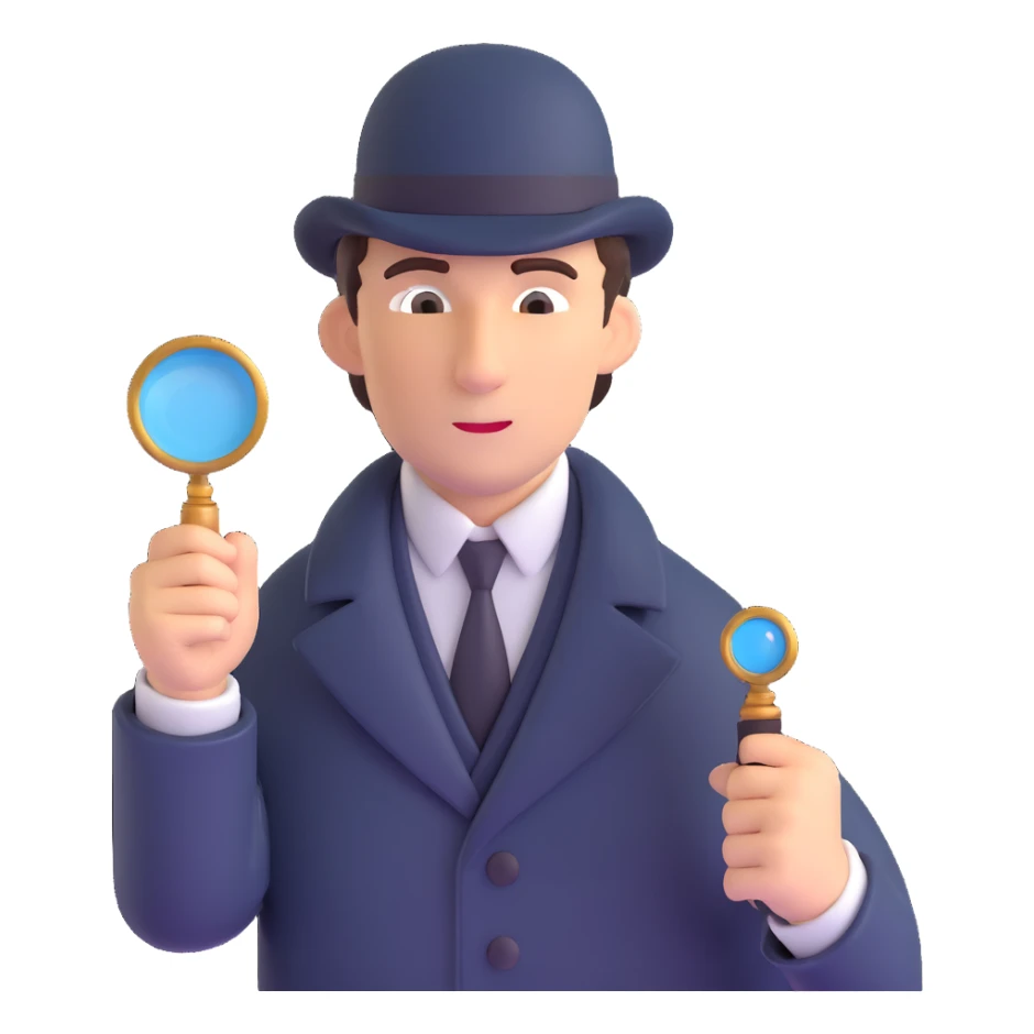 sherlock holmes detective with pipe and magnifying glass sticker