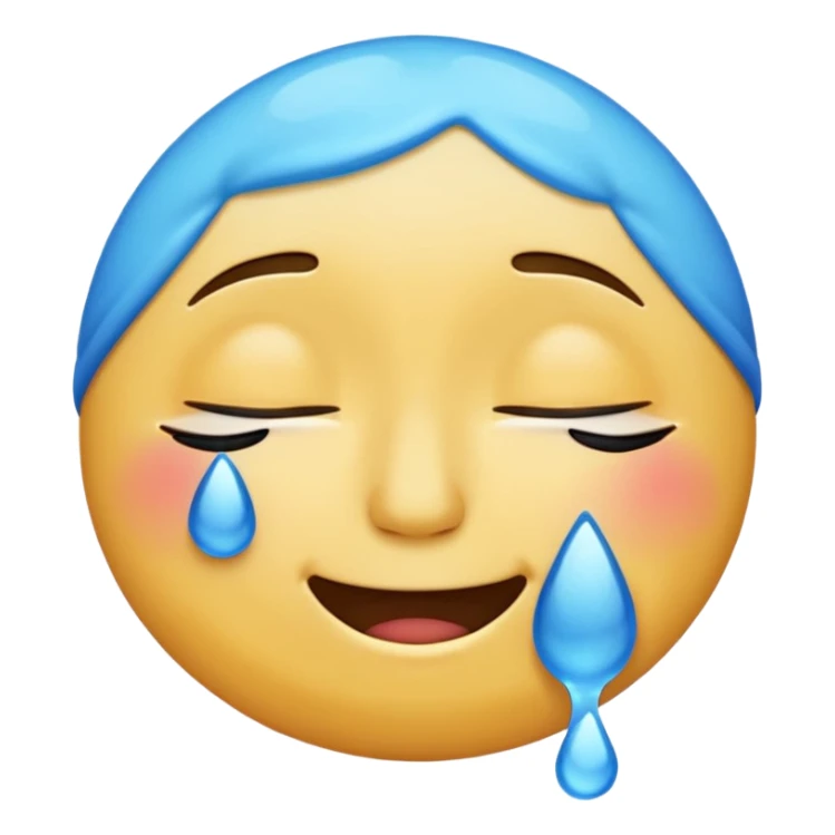 Pleading Face emoji, smiling with closed eyes and two large blue tears—iOS style. sticker