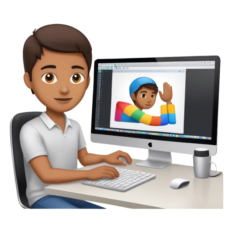 un graphiste entrain de realiser des montage video sur son pc sticker