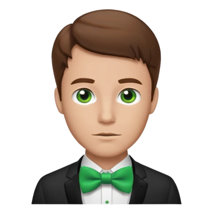 a man with a green bow tie and brown hair sticker