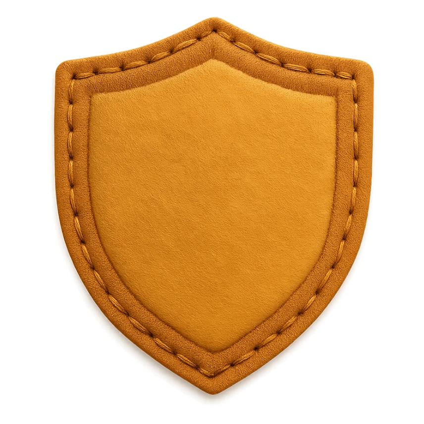 <StylePrompt>
  <Name>Minimal Felt Appliqué Icon</Name>
  <Description>
    A soft, handcrafted felt icon style with lightly padded forms, simple shapes, and clean outlines. Features slightly more visible stitching for tactile charm while maintaining a low-detail aesthetic.
  </Description>
  <VisualProperties>
    <Material>Felt</Material>
    <Texture>Soft, matte surface with subtle fiber detail</Texture>
    <Stitching>
      <Type>Threaded edge stitch</Type>
      <Color>Muted orange or warm brown</Color>
      <Pattern>Evenly spaced running stitch around edges</Pattern>
      <Thickness>Medium (approximately 10% more pronounced than minimal)</Thickness>
      <Contrast>Moderate (stitch color clearly distinct from base felt)</Contrast>
    </Stitching>
    <Padding>Low to moderate—slightly raised but not deeply dimensional</Padding>
    <Edges>Smooth and rounded with clean curves</Edges>
    <ColorPalette>
      <Primary>Warm yellows, oranges, and browns</Primary>
      <Accent>Dark brown for facial features</Accent>
      <Background>Neutral off-white or soft beige</Background>
    </ColorPalette>
  </VisualProperties>
  <FacialFeatures>
    <Eyes>Small round dots</Eyes>
    <Nose>Simple oval or triangle</Nose>
    <Mouth>Minimal curved line or none</Mouth>
    <DetailLevel>Low</DetailLevel>
  </FacialFeatures>
  <Rendering>
    <Lighting>Soft and diffused</Lighting>
    <Shadows>Subtle, barely visible</Shadows>
    <Perspective>Front or side profile, flat angle</Perspective>
  </Rendering>
  <Applicability>
    <SubjectType>Animals, symbols, objects</SubjectType>
    <OutputFormat>Icon, patch, or sticker</OutputFormat>
  </Applicability>
</StylePrompt>

{subject} = shield sticker