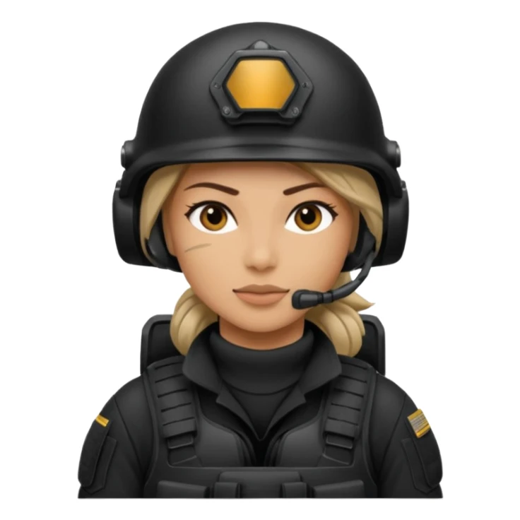 female special operations communications operator with combat gear in black sticker