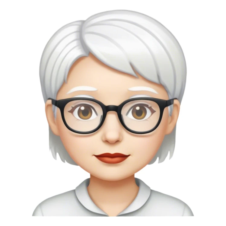 White skin woman short white hair glasses sticker