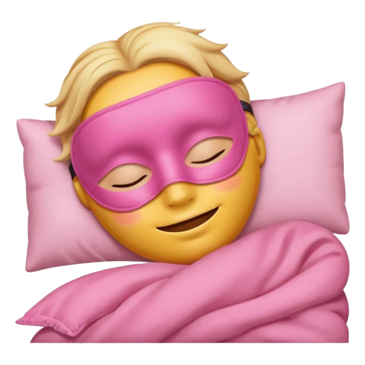 sleeping emoji with pink mask sticker